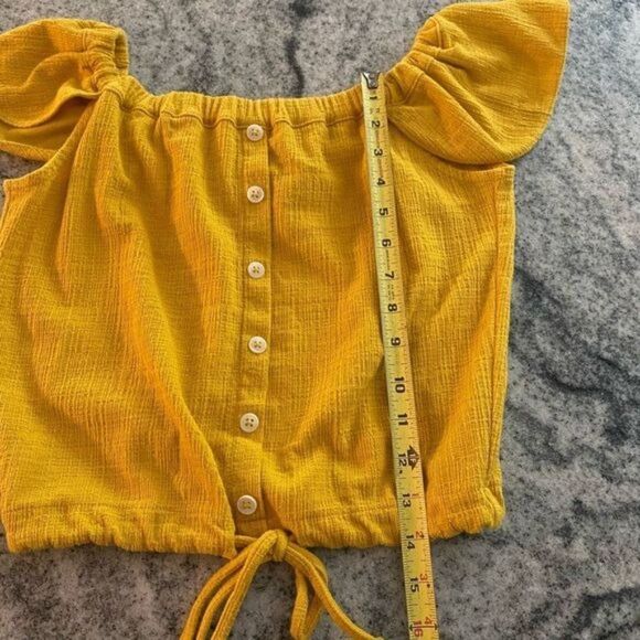 Madewell Texture & Thread XS Extra Small Mustard Yellow Cropped Crop Top Shirt - Picture 9 of 10